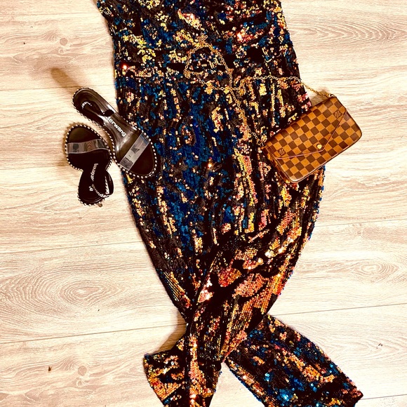 NEW ASOS Strapless Velvet + Sequin Jumpsuit - Picture 5 of 5
